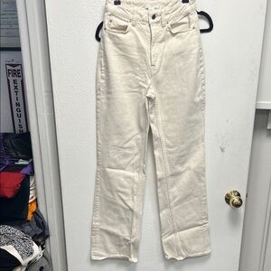 H&M Cream Straight Leg Jeans Premium Denim